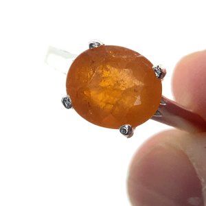 Mandarin Spessartine 2.45ct Platinum Finish Solid 925 Sterling Silver Ring